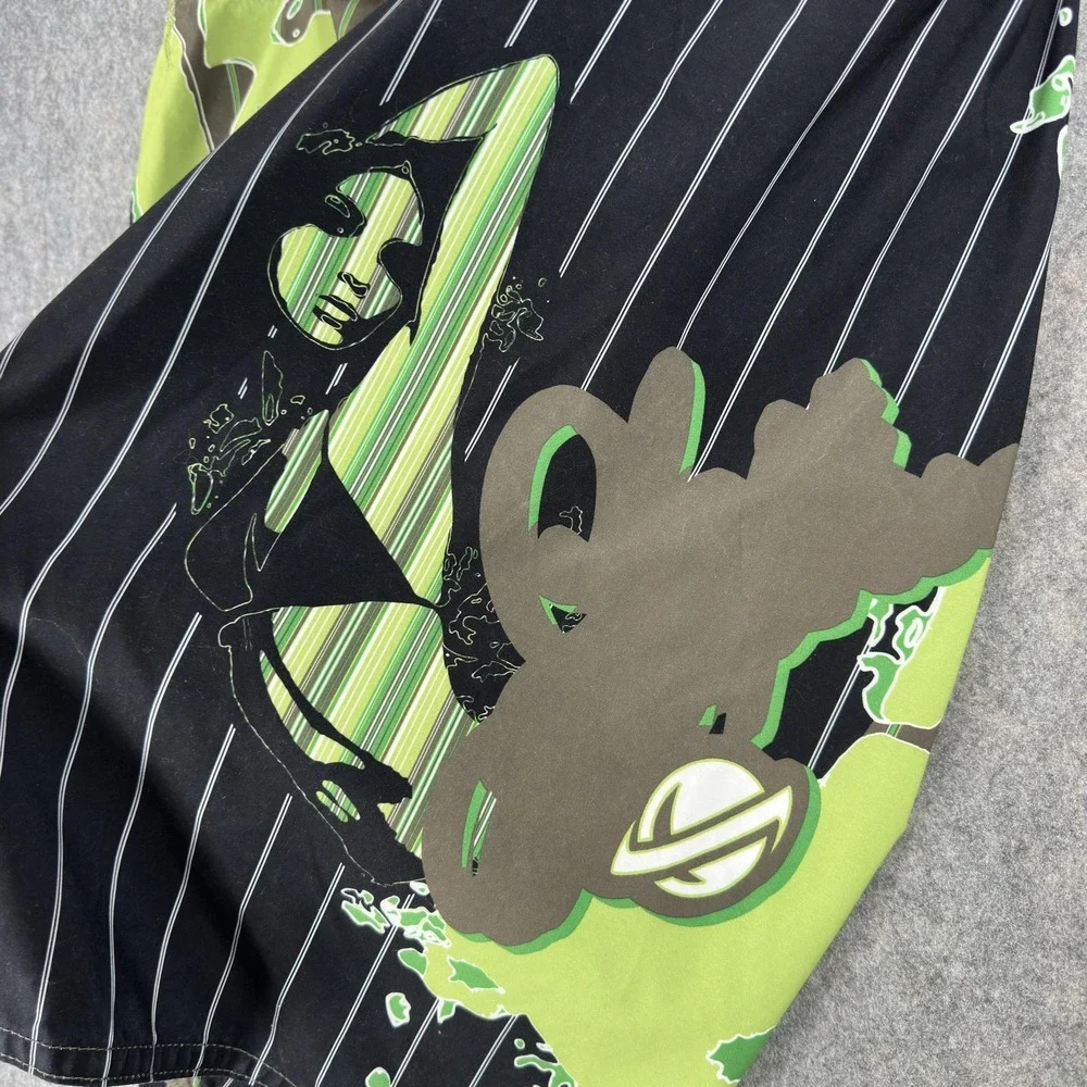 Lost Board Shorts Mens 40 Multicolor Pinstripe Girl Graphic Surf Beach Y2K